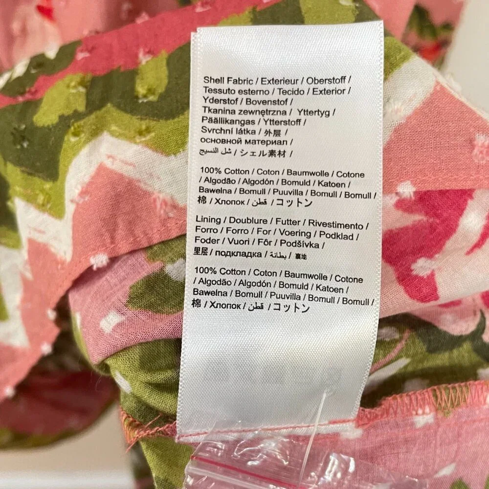 New Farm Rio Aura 100% Cotton Floral Peasant Mini Dress Pink Small - Picture 8 of 9